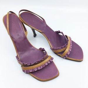 Celine Strappy Tan & Lilac Slingback Pump